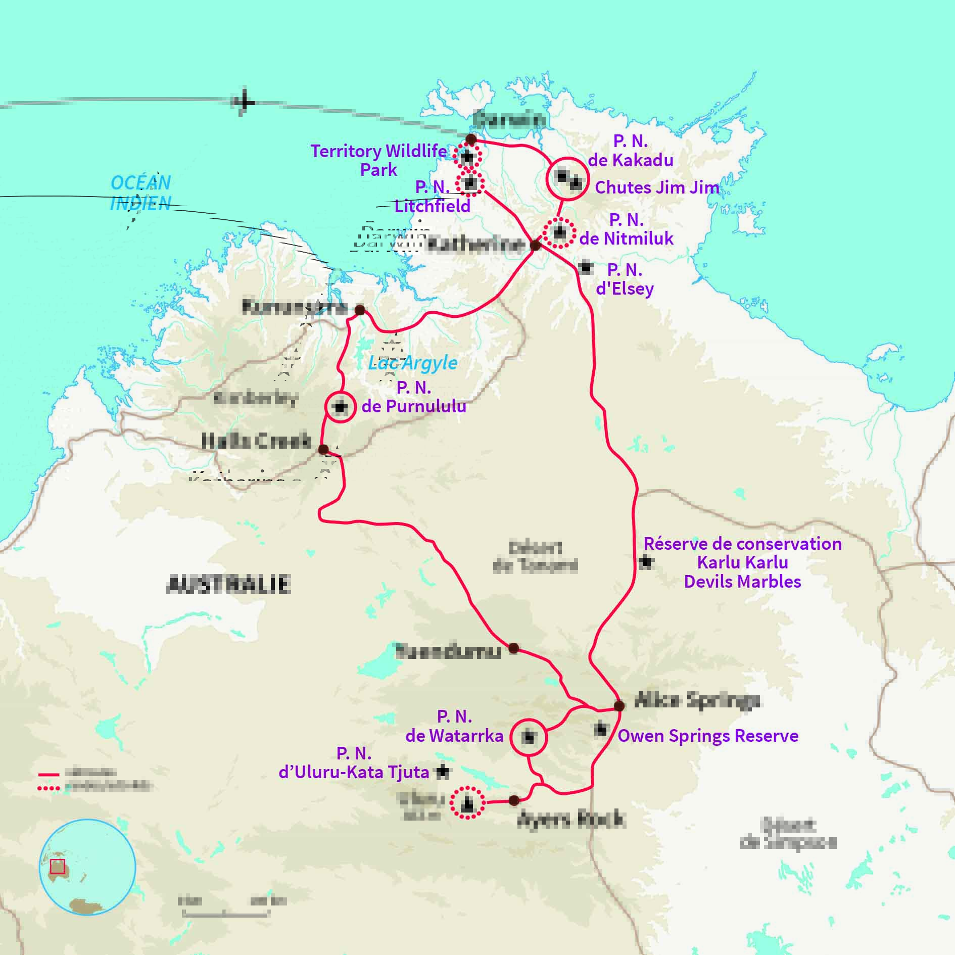 Carte Australie : La traversée du désert selon Philippe Frey 