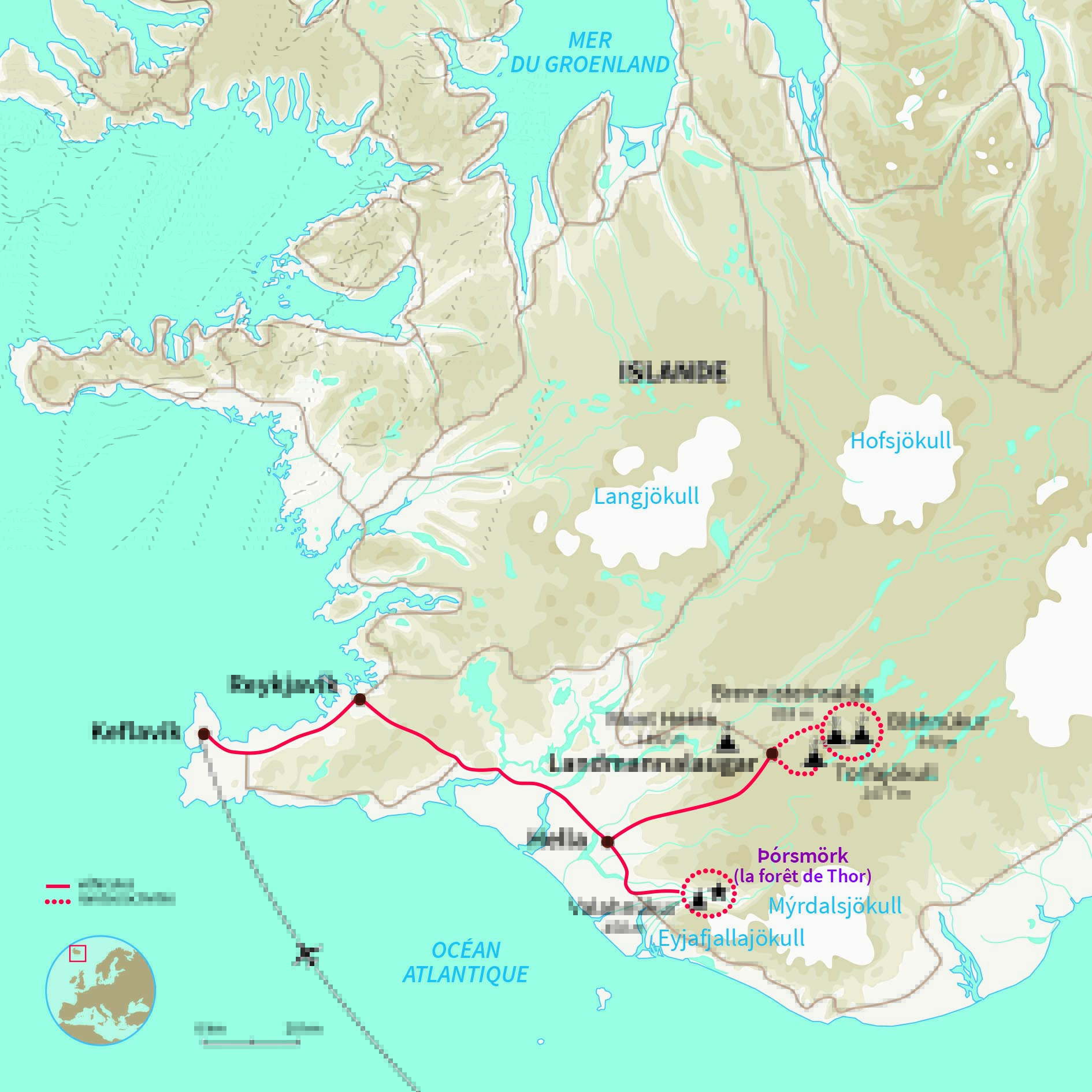 Carte Islande : Merveilles de la côte Sud